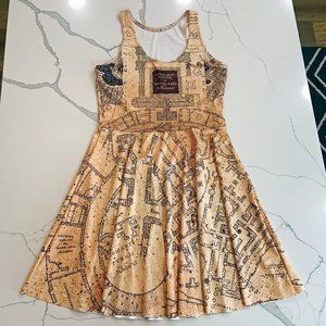 BlackMilk Marauders Map Reversible Skater Dress 2.0, Large, Harry Potter Dress